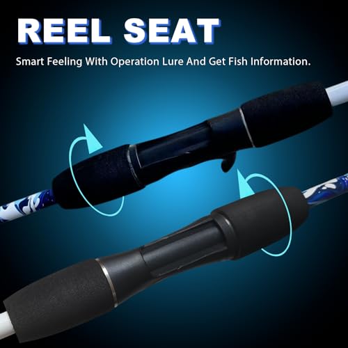 6'6" Fiberglass Casting Rod, 2-Piece Skull Design, Durable & Sensitive with Split-Grip Handle, Perfect for Bass, Pike, Catfish Fishing in Freshwater & Saltwater - color: HLQB-6'0", size: 6'0"