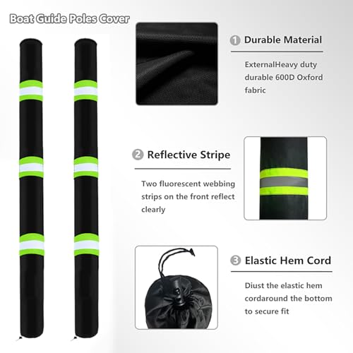 2Pcs with Reflective Stripe Boat Trailer Guide Pole Covers,for Pontoon Fishing Boat,Sailboat Trailer Waterproof Heavy Duty UV Fade Proof Canvas Protective Cover. (48’’) - size: 48’’