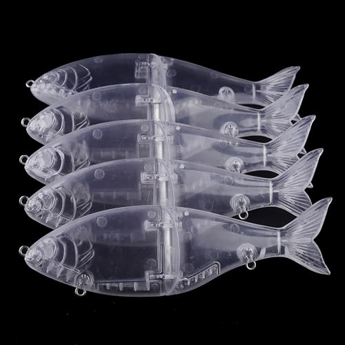 5PCS Unpainted Blanks Bait 7in/2.72oz Silent Sinking Swimbait 2 Segments Glide Bait DIY Handmade Artificial Multi Jointed Fishing Lure