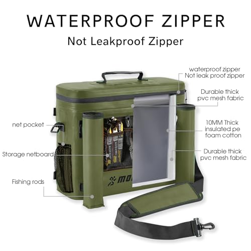 MORXPLOR Kayak Cooler,Waterproof Kayak Seat Back Cooler for Kayaking,Kayak Accessories Cooler Bag,Protable Ice Chest,Beach Cooler,Travel Cooler for Camping or Lunch Bag - color: Army Green