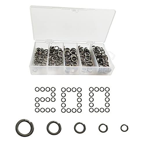 200 PCS Stainless Steel Fishing Split Rings Fishing Lures Connector Flat Stainless Steel Split Ring for Mini Key Chain Rings Open Jump Rings Connectors for Jewlery Making Findings Fishing