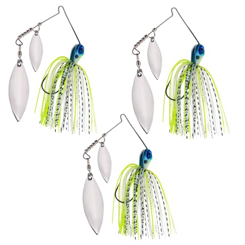 Reaction Tackle Spinner Bait, Compact Profile Fishing Lure with Flash and Vibration for Bass, Trout, Pike, Salmon and Walleye (3-Pack) - color: Charming Shad, size: 3/8 Oz