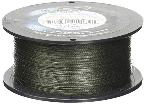 Power Pro Maxcuatro Braided Fishing Line (Moss Green, Hi Vis Yellow, White) by Power Pro - color: Moss Green, size: 65 lb/500 yd