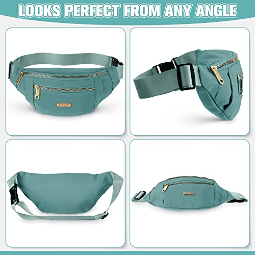 3 Pcs Waterproof Fanny Packs for Women and Men Waist Pack with Adjustable Strap Waist Pouch for Sports Running Exercise Walking Travel - color: Black, Blue, Green
