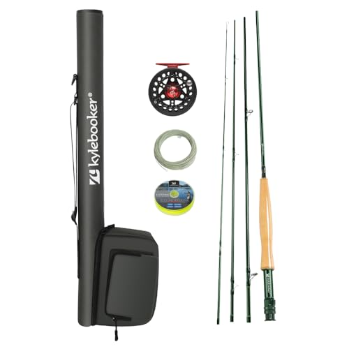 Kylebooker Fly Fishing Rod with Reel Combo Kit 3/4/5/6/7/8 Weight Starter Fly Fishing Outfit with Rod Bag - size: 5wt 9‘0“ 4pc Rod,5/6 Reel