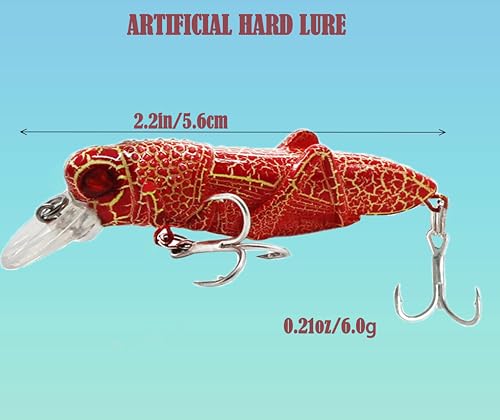 Bass Fishing Lure Lures Kit-Jerkbaits for Shallow Diving Crankbait 45-Degree Bill 3D Eyes,Loud Rattle Saltwater Catfish Trout Lure Artificial Crankbait - color: 5pcs grasshopper fat hardbait lures with bill
