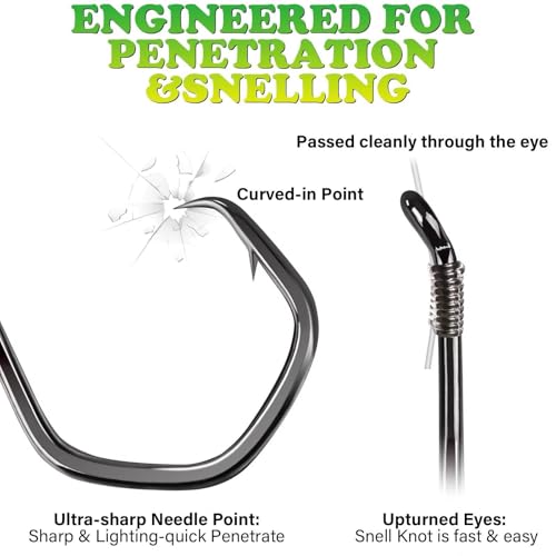 LUCKYFISHING Circle Hooks Catfish Hooks Circle Hooks for Saltwater Freshwater Offset Octopus Hooks 2#-8/0 with 50/60/70/80/100PCS - size: 3/0-100PCS