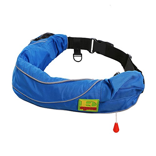 Top Safety Life Belt Pack with Whistle - Auto Inflatable Slim Waist Belt Life Vest Preserver PFD for Boating Fishing Sailing Kayaking Surfing Paddling Rafting Swimming - Adjustable Life Saving Vest - color: Blue