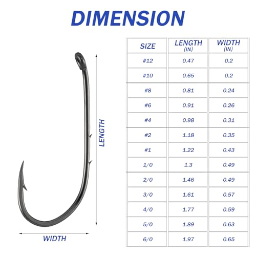 Dr.Fish 100 Pack Baitholder Hooks Freshwater Fishing Hooks, Down Eye, Offset, Walleye/Trout/Crappie/Panfish/Bluegill Saltwater Fishing - size: #6/0-100 Pack