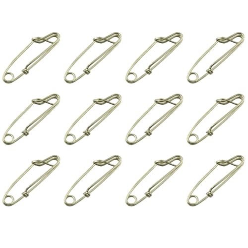 12PCS Stainless Steel Tuna Clips Fishing Gear Connector Swivel Eyelet Pin 1.8x60mm/0.07x2.36inch Suitable for Longline Spearfishing Floating Line Duck Bait Rigging, silver
