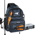 KastKing BaitSpace Fishing Sling Bag, Fishing Backpack with Rod & Beverage Holder, Tackle Bag for Fishing Gear - color: F: Blue Camo - with (2) 3600 tackle boxes, size: Large