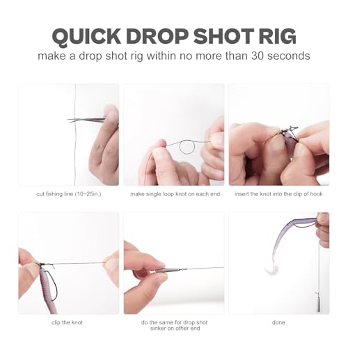 52-Pack Drop Shot Rig Kit - 8 Sizes Swivel Hooks (32 Pcs) & 20 Weights (1/8oz to 1/2oz) - Quick Dropshot Rigging for Bass Fishing