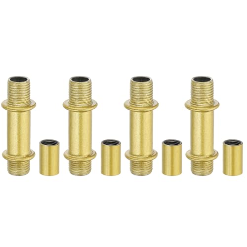 PATIKIL Straight Pipe Lamp Stems Rod Kit, 4 Set M10 Carbon Steel 40mm(1.57") Long Double End Thread Rod with Coupling Nuts Sleeve Connector for Table Lamps Chandeliers, Gold Tone - color: Gold Tone, size: 40mm(1.57")