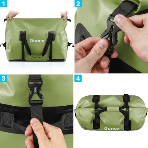 Gonex 40L 60L 80L Extra Large Waterproof Duffle Travel Dry Duffel Bag Heavy Duty Bag with Durable Straps & Handles for Kayaking Paddleboarding Boating Rafting Fishing - color: Army Green, size: 40L