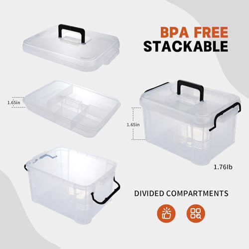 HEY FOLY 15qt Clear Medicine Organizer Storage Box, Plastic First Aid Box Empty, Thickened Medicine Container Chest, Multipurpose Medical Case with Labels, Medicine Caddy with Lids - color: Clear