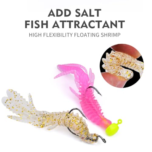 10 Pcs Soft Swimbait Lures, 6.4cm/2.5in Shrimp Shape Soft Plastic Fishing Lures Kit, Bass Fishing Lure Swim Baits with 5 Color, for Fishing Trout, Crappie, Bass, Redfish, Freshwater, Saltwater - color: Gold, size: 3.15 inch