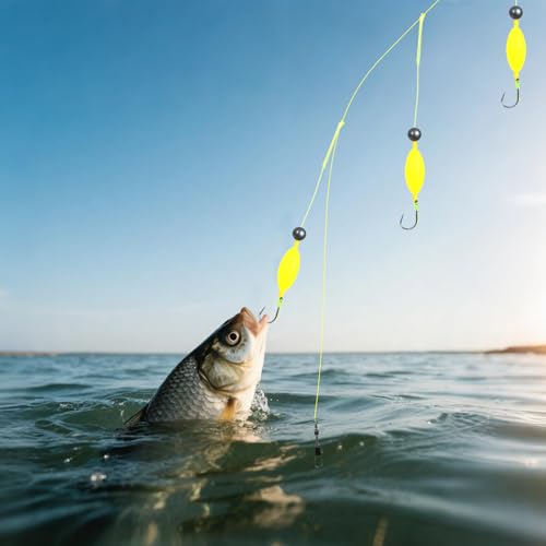 Double Hook Rig Surf Fishing: 9PCS Pompano Float Rigs with 3 Circle Hook Saltwater Gear Tackle for Surf Fishing - color: Green 2