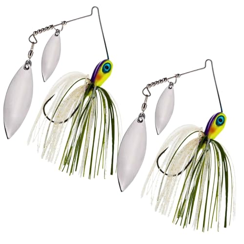 Reaction Tackle Tungsten Spinner Bait Spinnerbait - Double Willow Blade Bass Fishing Lure - Compact Profile Heavy Casting 97% Tungsten (2-Pack) - color: Sunrise, size: 1/2 Oz