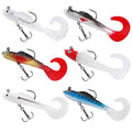 Pwsap 6 Pcs Fishing Lures for Pike Trout, Soft Plastic Swimbaits for Sea Bass, 3D Eyes Fishing Lures Set, Single Hook Baits, Artificial Bait, Jig Head, Silicone Swimbait Lures Set for Perch