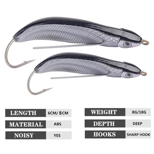 AMHDV Weedless Minnow Hard Lures Topwater Fishing Bait for Freshwater Saltwater (Pack of 5)