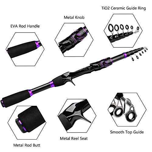Fishing Rod and Reel Combo - 6.9ft Telescopic Spincast Rod with Left Handed Baitcasting Reel Combos - Sea Saltwater Freshwater Ice Bass Fishing Tackle Set - Fishing Rods Kit - color: A:Baitcasting Combo 6.9FT+Left Handed Reel, size: 2.1M/6.9ft-CATW10
