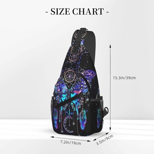 Dream Catcher With Butterfly Sling Backpack Chest Bag Crossbody Shoulder Bag Gym Cycling Travel Hiking Daypack For Men Women - color: Dream Catcher With Butterfly