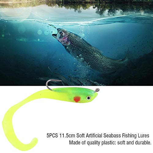 Soft Fishing Lures, 5Pcs Artificial Soft Baits Jig Head Soft Swimbaits with Hook for Saltwater/Freshwater Fishing - color: SO050-1