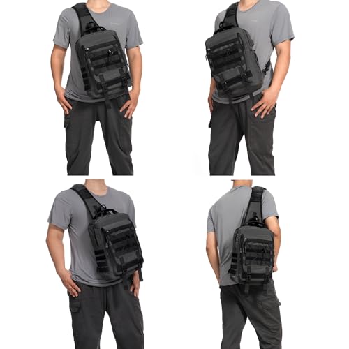 NICGID Tactical Sling Bag Pack Military Rover Shoulder Sling Backpack EDC Molle Assault Range Bag - color: Grey-808-1, size: 13.3 inch