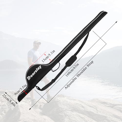 Fishing Rod Bag - 63 Inch Rod & Reel Protective Case, Portable Folding Pole Case, Waterproof Tackle Storage & Organizer - color: Black&White