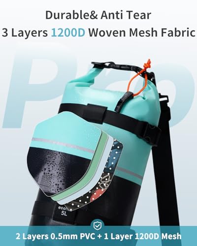 ECOHUB Waterproof Dry Bag for Women Men, 5L/10L/20L Roll Top Lightweight Dry Storage Bag Backpack for Travel Kayaking Hiking Floating with Waterproof Phone Case,Green - color: Green, size: 10L