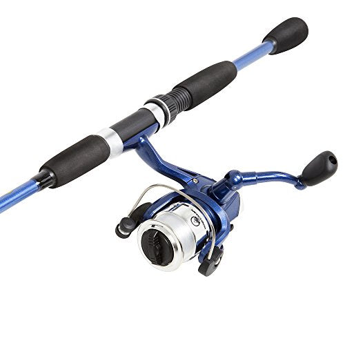 Wakeman Fiberglass Fishing Rod and Reel Combo – 2-Piece 65-Inch Medium Action Spinning Rod Set for Lake Fishing - color: Blue
