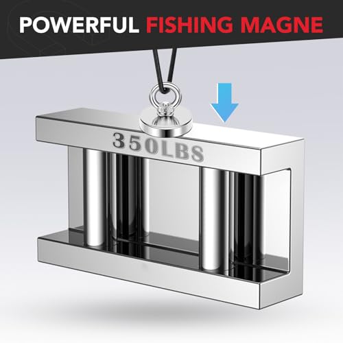 DIYMAG Strong Neodymium Fishing Magnets 350 Lbs(158 KG) Pulling Force Rare Earth Magnet with Lifting Countersunk Hole Eyebolt Diameter 1.97 inch(50 mm) for Retrieving in River and Magnetic - size: 50mm