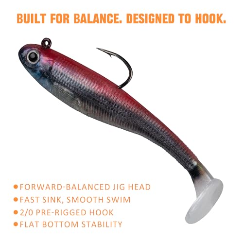 5/6Pcs Pre-Rigged Soft Plastic Lures, Paddle Tail Swimbait, Jig Heads for Bass, Walleye, Pike, Trout, Redfish Fishing - color: 6Pcs Pre-Rigged Paddle Tails