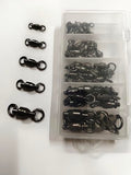 50 Pack Fishing Ball Bearing Swivels, Fishing Tackle Heavy Duty Black Nickel Terminal Tackle Barrel Swivels Leader Lures Connector Stainless Swivels Fishing Tackle - color: Black