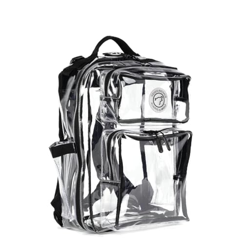 WOLFpak 15L Slim Tactical Gym Backpack - Durable 1000D Waterproof Oxford Material | Minimalist Daypack w/Laptop Pocket & Dual Cup Holders | Great for Travel & Everday Carry | (Clear) - color: Clear