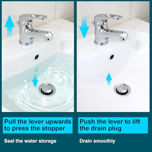 Bathroom Sink Pop-Up Stoppers Compatible with Moen 88994, Chrome Bathroom Sink Drain Plunger,4-7/8 High, 1-1/4 Cap Dia,with 1 Mounting Hole and Sealing Gasket,Not Universal(3 Pack) - size: Plug 3 Set