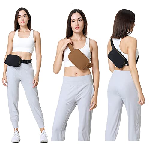 VOROLO Fanny Pack For Women And Men Crossbody Bag Belt Bag Brown | Adjustable Strap Graduation Gifts Lightweight Travel Running - color: Brown with rope