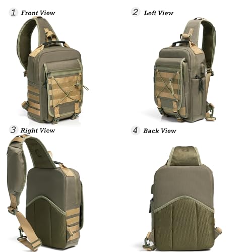 NICGID Tactical Sling Bag Pack Military Rover Shoulder Sling Backpack EDC Molle Assault Range Bag - color: Army Green-808-1, size: 13.3 inch