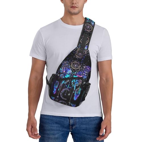 Dream Catcher With Butterfly Sling Backpack Chest Bag Crossbody Shoulder Bag Gym Cycling Travel Hiking Daypack For Men Women - color: Dream Catcher With Butterfly