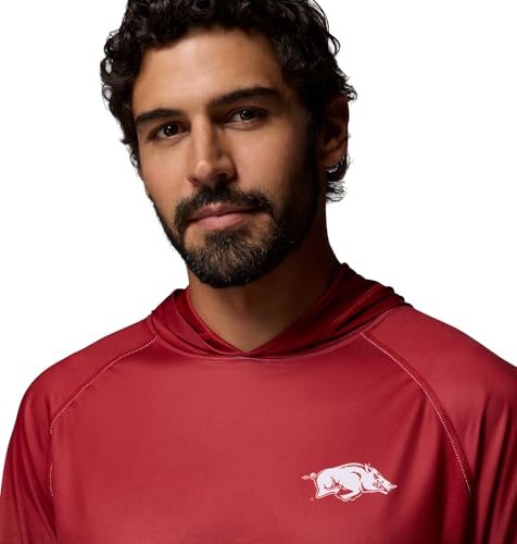 Columbia Men's Collegiate Super Terminal Tackle Hoodie - color: Ark - Red Velvet/Columbia Grey, size: Large
