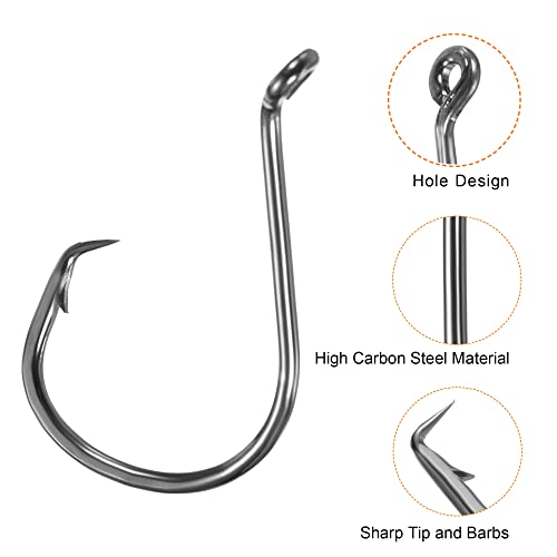 PATIKIL Fishing Circle Hooks, Carbon Steel Offset Hook with Barbs for Freshwater Saltwater - size: 42mm/1.65"