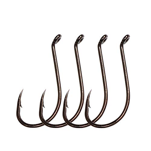 100pcs Octopus Beak Offset Fishing Hooks Froged Sport Circle Hooks Sharp High Carbon Steel Fishing Hook-6 Sizes - size: 1/0-100pcs