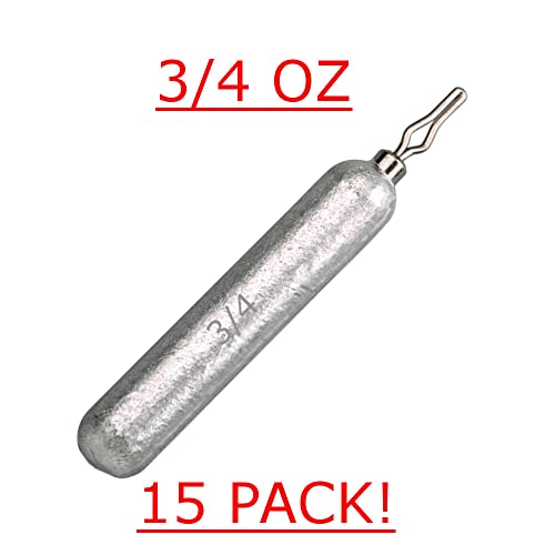 Reaction Tackle Drop Shot Weights for Bass Fishing - Skinny Pencil Sinkers for Drop Shot Rig - Freshwater and Saltwater Finesse Fishing - color: Silver, size: 3/4 Oz (15-Pack)