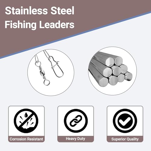 Atibin Stainless Steel Fishing Leaders Freshwater Fishing Rigs Wire Leaders Lures High Strength Wire Leader Fishing White Nickel - size: #6 (11.8in-70lb) 30pcs