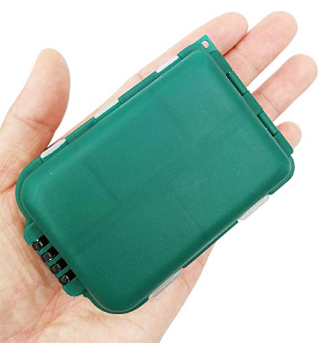 2x Small Hard Fishing Tackle Box Portable Case Hooks Lure Baits Storage Box Containers For Storing Swivels Jigs Hooks Sinker,10 Compartments (Green) - color: Green