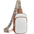 BOSTANTEN Sling Bag Quilted Crossbody Bags for Women Cross Body Purse Leather Fanny Pack with Adjustable Guitar Strap - color: A-beige