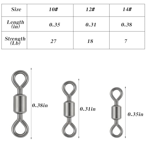 100PCS Micro Swivels for Fly Fishing, 3 Size Micro Barrel Swivels | Small Rolling Barrel Swivels Fly Fishing Tackles, High Strength Barrel Swivel Hook line Connector with Coating
