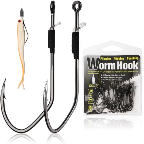 Dovesun Weedless Worm Hooks Wacky Rig Hooks Texas Rig Hooks 30PCS Professional V Bass Fishing Hooks for Freshwater Saltwater 1/0 2/0 3/0 - size: 2/0 * 30PCS, style: Professional "V" Hook With Baitkeeper