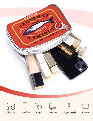 Cessfle Canned Sardines Makeup Bag, Funny Sardine Tin Fish Cosmetic Bag, Creative Cute Makeup Bag Kawaii Pencil Case Pouch, Coquette Make up Pouch for Women - color: Orange
