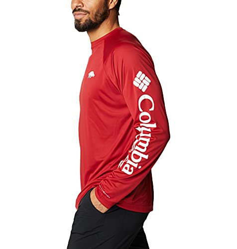 Columbia Men's Collegiate Terminal Tackle Long Sleeve Shirt - color: Ark - Red Velvet/White, size: 4X Tall